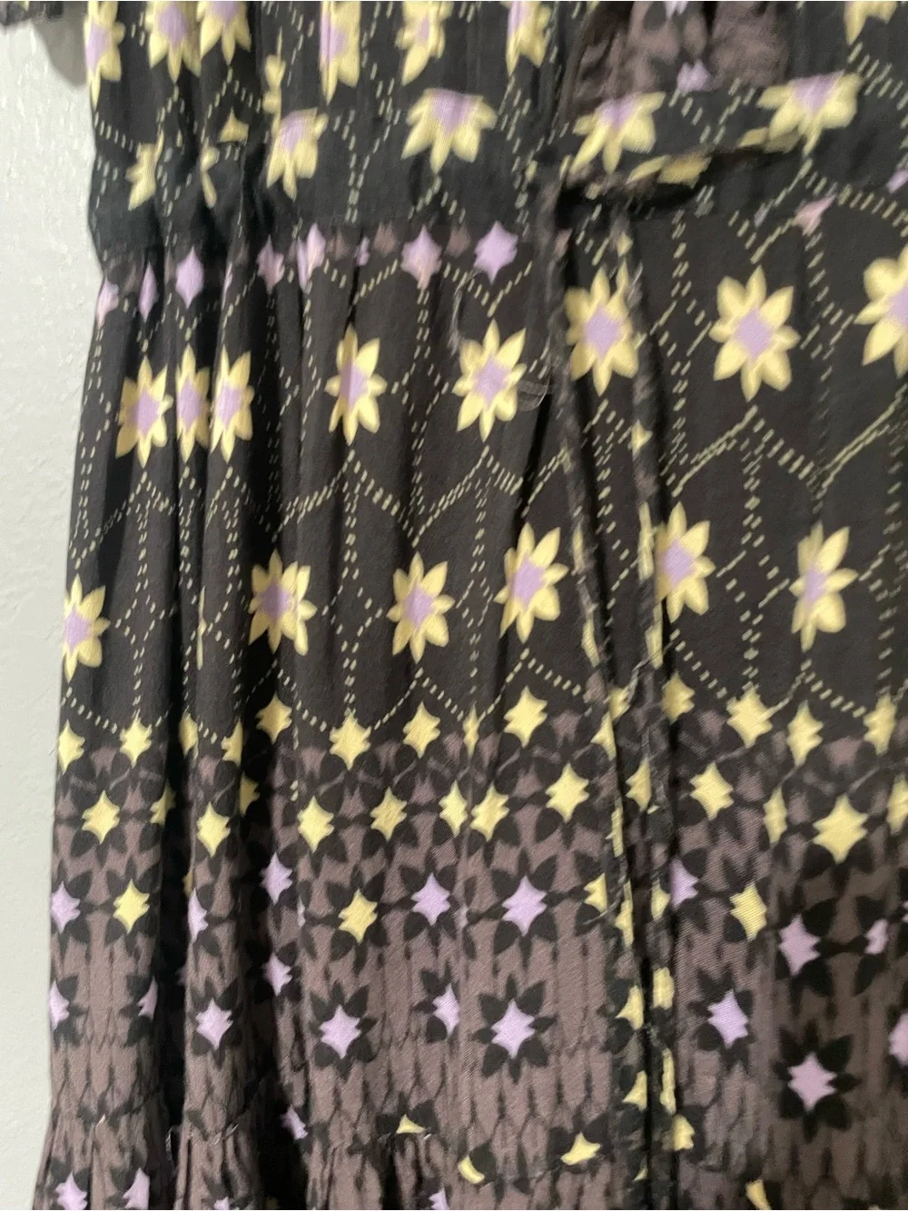 Free People Rare Feelings Midi Dress Cocoa Combo Dress Black Cottagecore Boho M